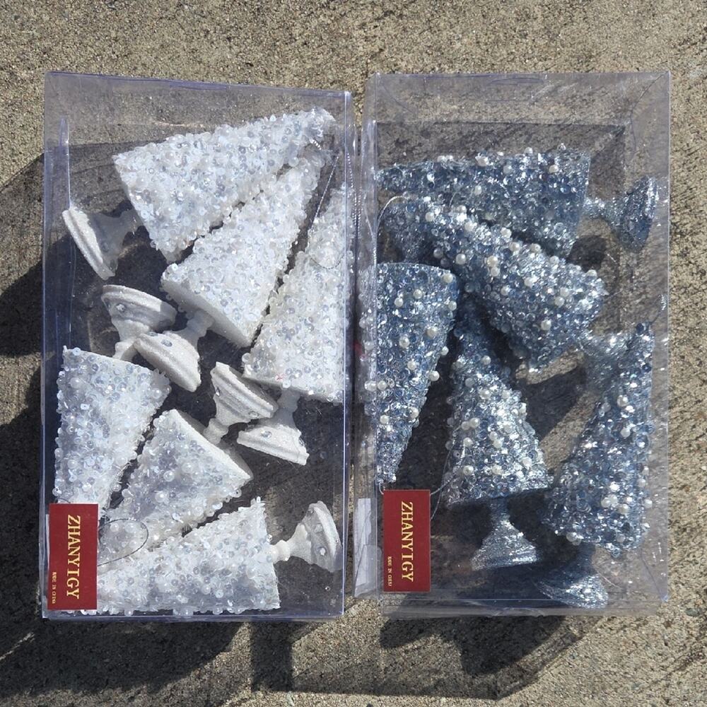Ziantycy Glitter Cone Christmas Trees Set